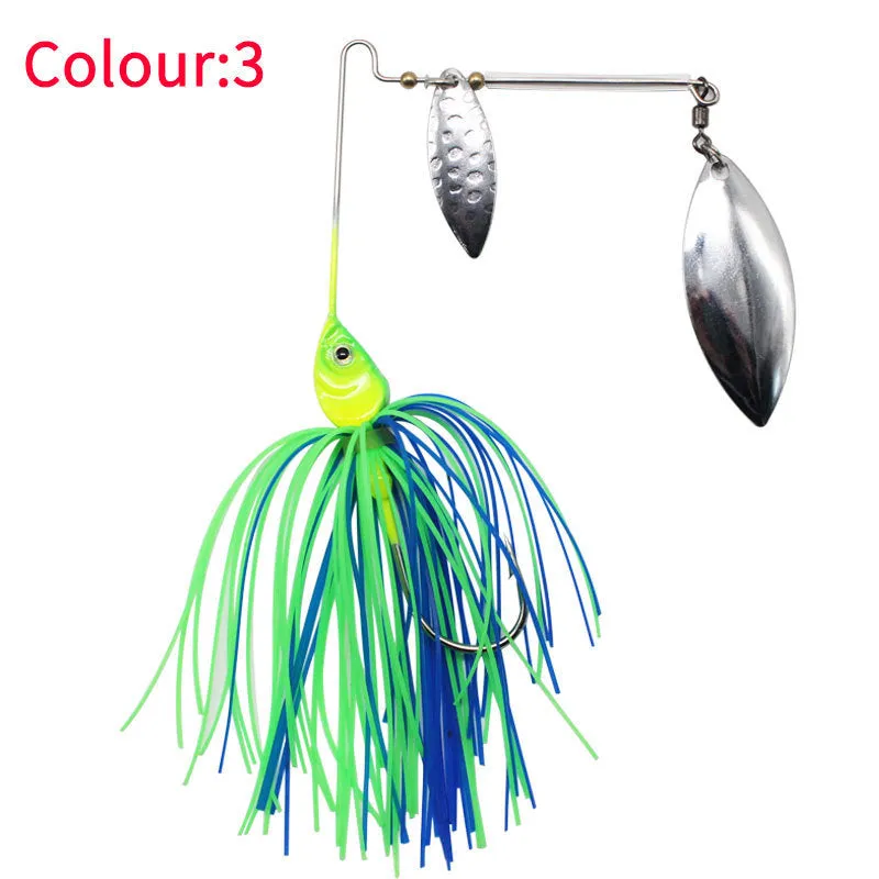 Composite sequin sea fishing lure with tassel beard in blue and white colour, 17g weight