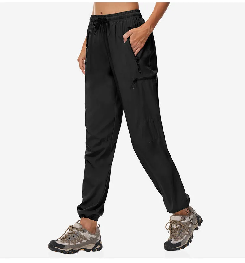 Women's quick-dry thin summer outdoor hiking pants solid colour chemical fibre blend