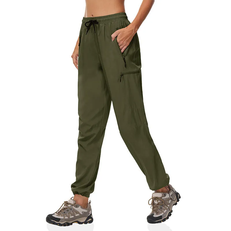 Women's quick-dry thin summer outdoor hiking pants solid colour chemical fibre blend