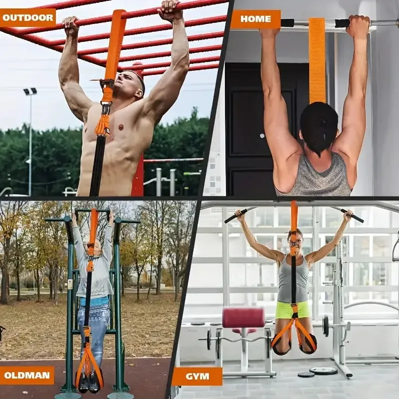 Household outdoor pull-ups auxiliary strap suit in black, TPE material, for fitness enthusiasts