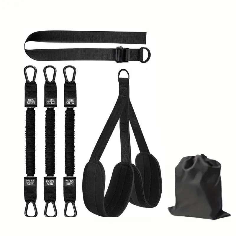 Household outdoor pull-ups auxiliary strap suit in black, TPE material, for fitness enthusiasts