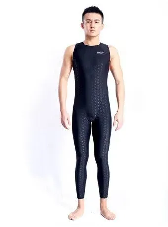 Shark pattern quick-drying sleeveless one-piece swimsuit in All Black, side view