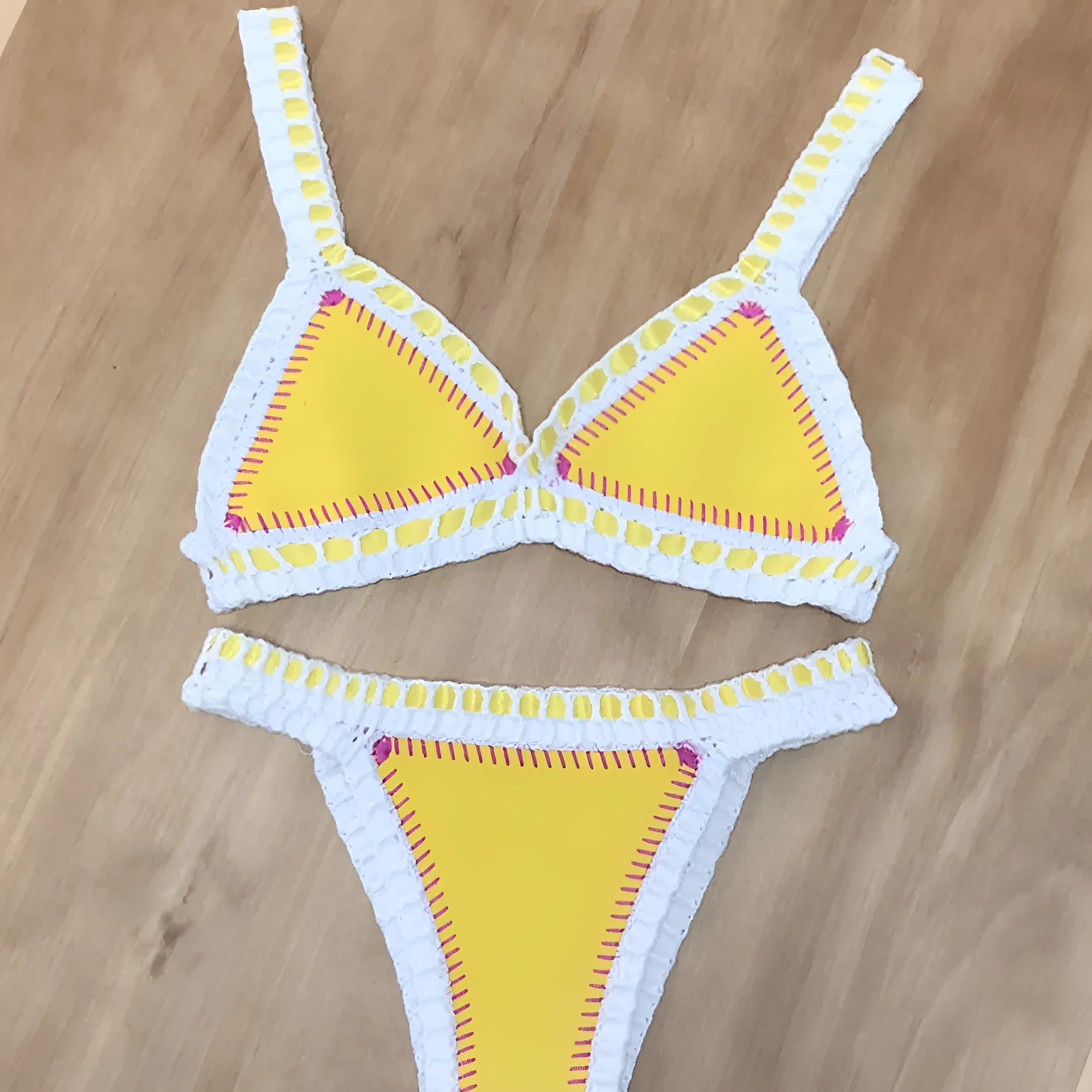 Women's blue hook and eye closure stretch split bikini suit briefs style for swimming