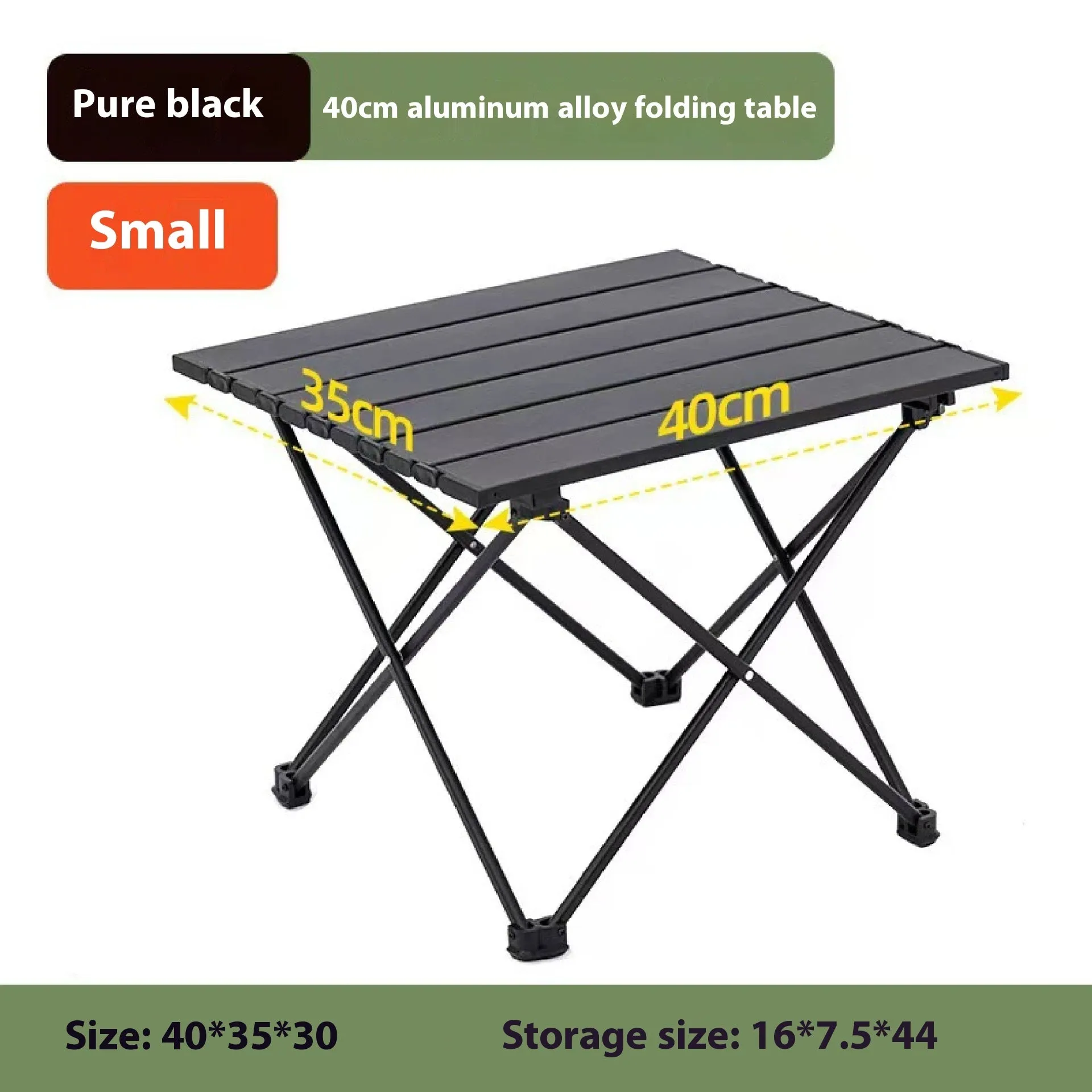 Ultralight aluminium alloy folding table in black carbon steel finish, folded flat for storage