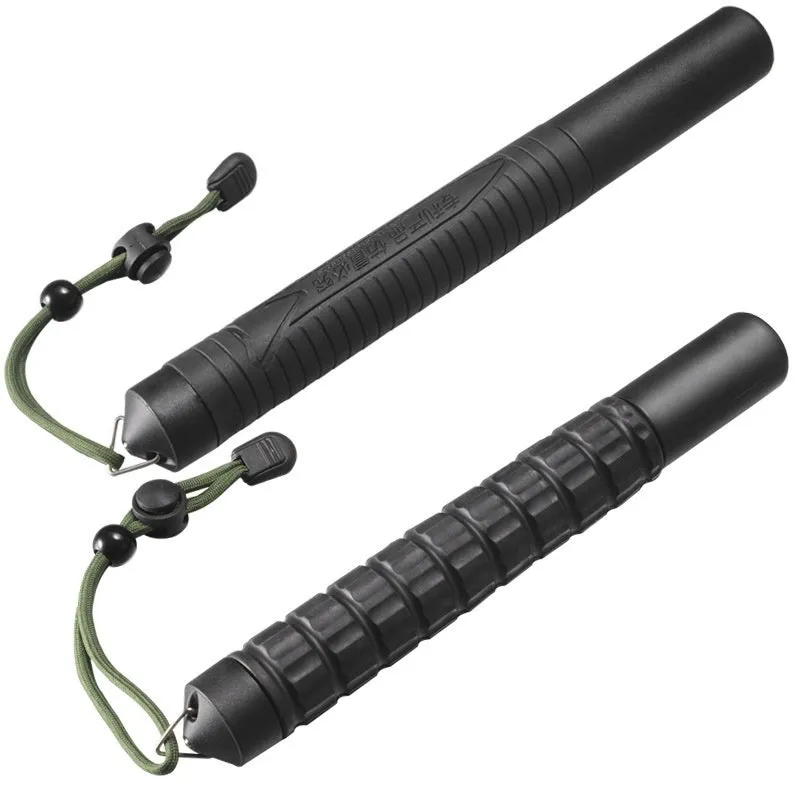 Black PVC plastic three-section stretchable self-defense baton 54cm long