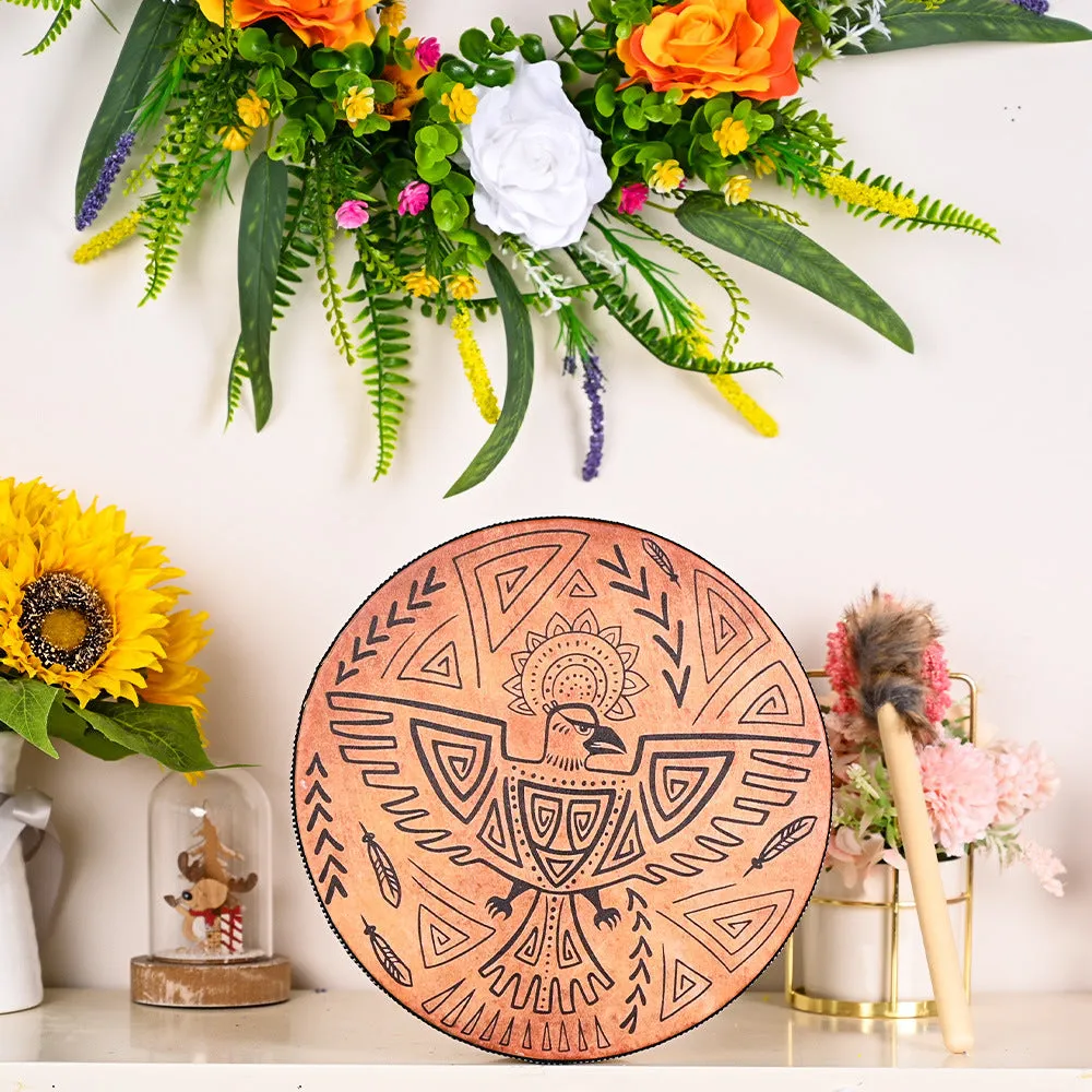 25cm tree of life open drum with drum hammer, half-handmade semi-mechanical national style decorative percussion instrument