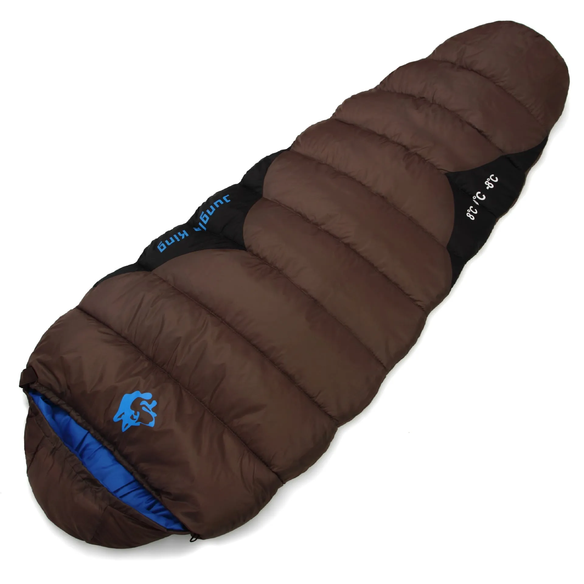 Mummy-style outdoor sleeping bag in army green with compression bag for camping