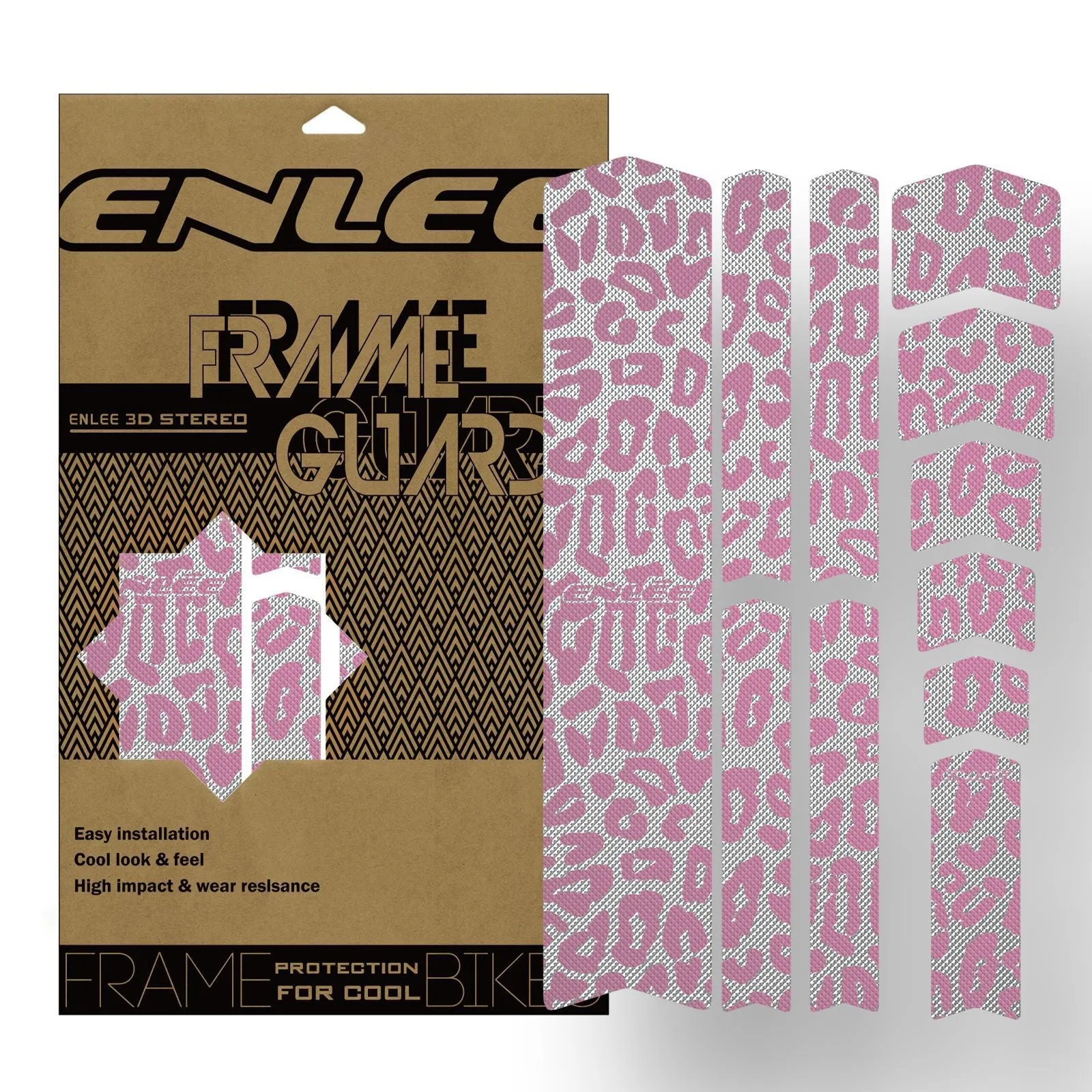 PVC frame colour changing film for mountain bike protection in caterpillar style pattern on black frame