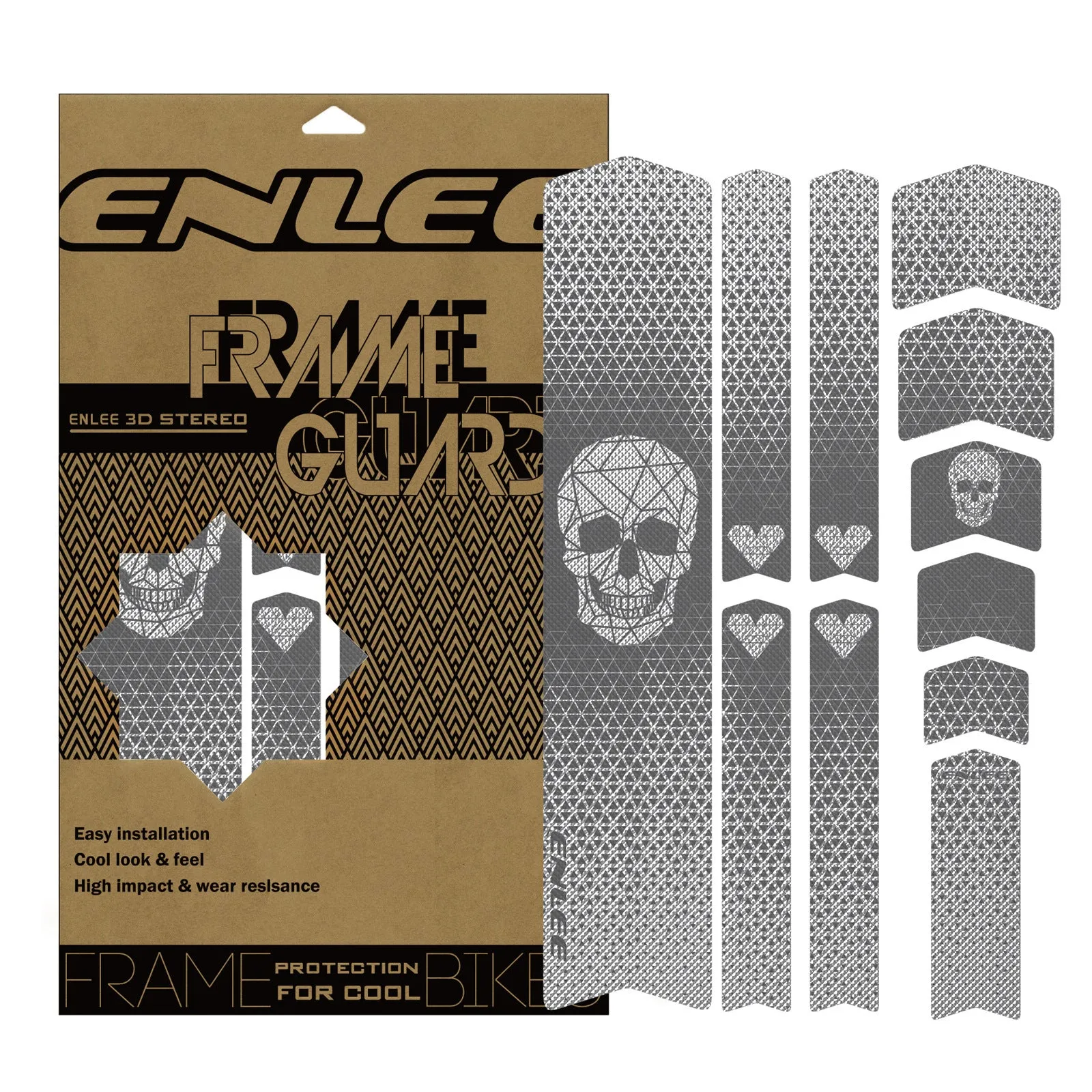 PVC frame colour changing film for mountain bike protection in caterpillar style pattern on black frame