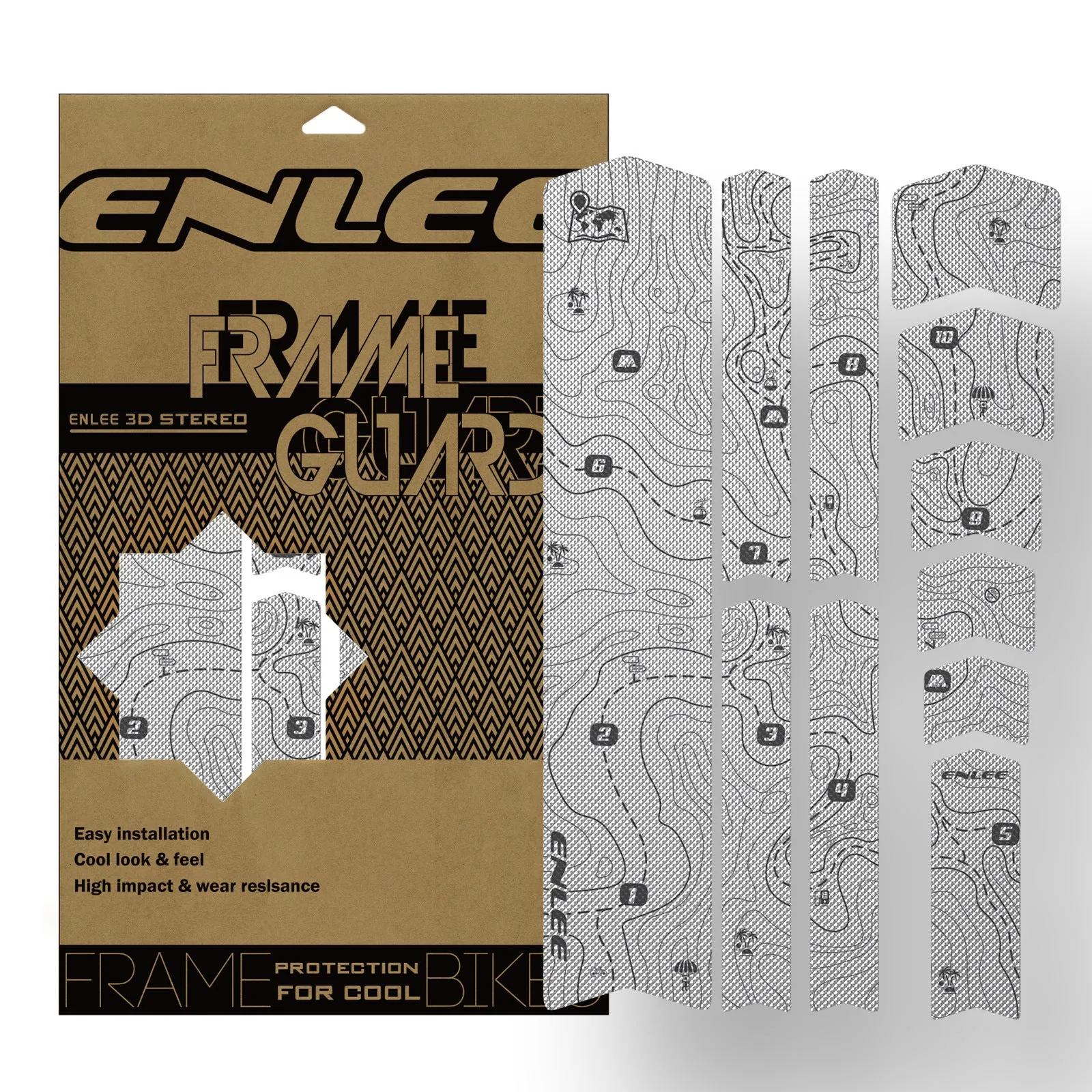 PVC frame colour changing film for mountain bike protection in caterpillar style pattern on black frame