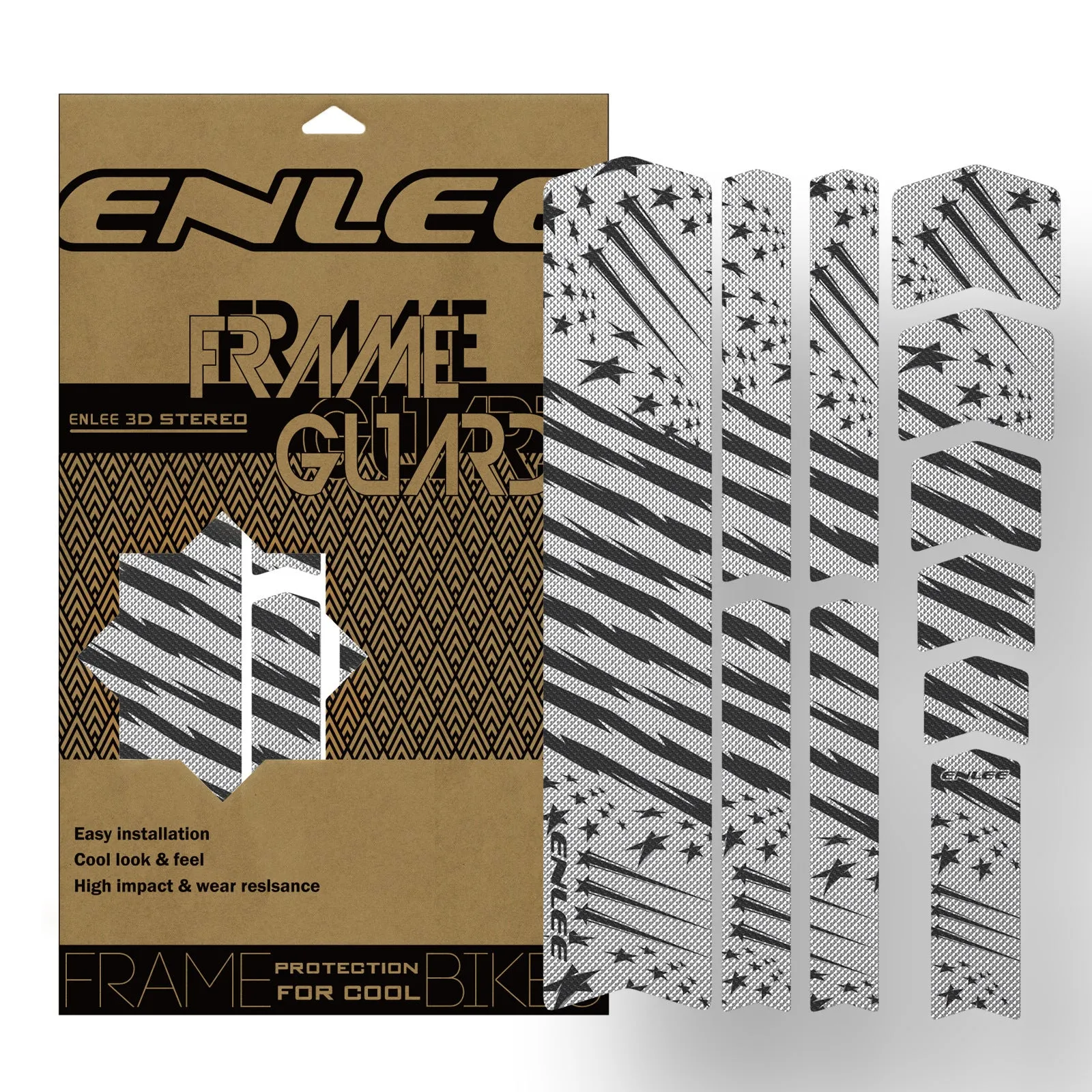 PVC frame colour changing film for mountain bike protection in caterpillar style pattern on black frame