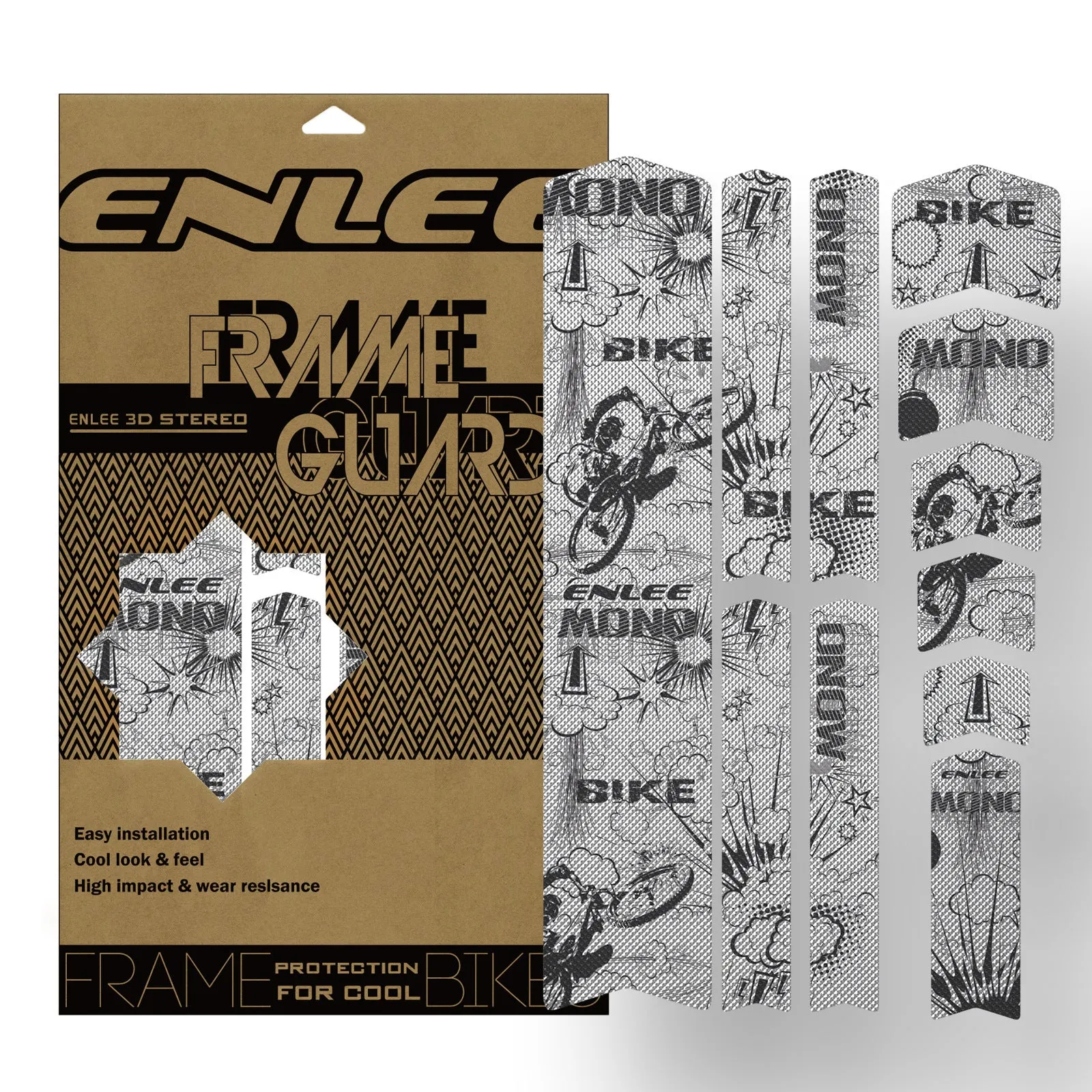 PVC frame colour changing film for mountain bike protection in caterpillar style pattern on black frame