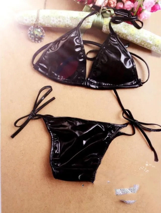 Three-point bikini hollow-out underwear suit in polyester fabric for women, free size, available in black
