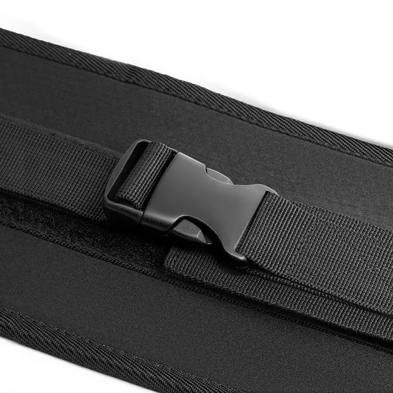 Black neoprene hip training fitness booster stripe band 70 x 14cm on grey background
