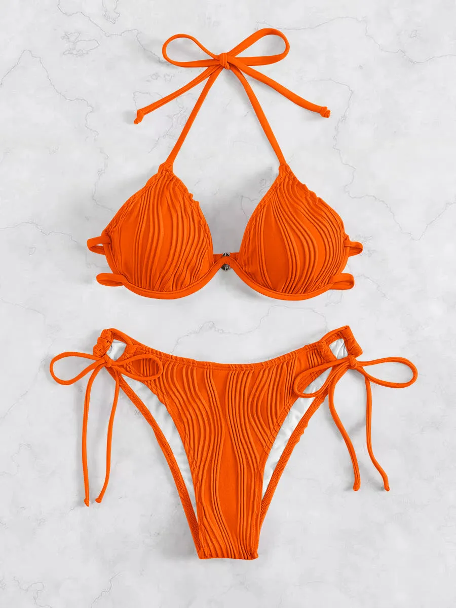 Women's steel bracket underwire bikini swimsuit in polyester fabric available in multiple colours