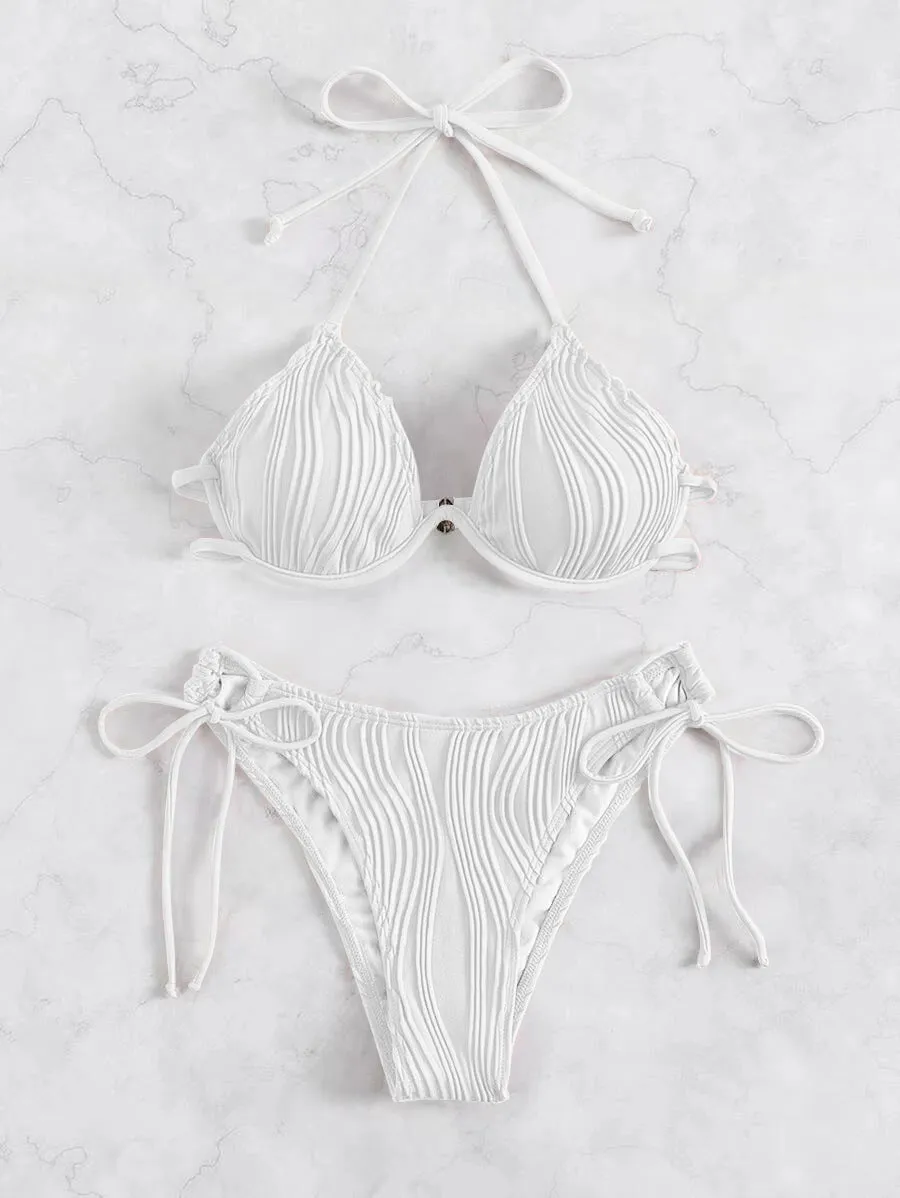 Women's steel bracket underwire bikini swimsuit in polyester fabric available in multiple colours