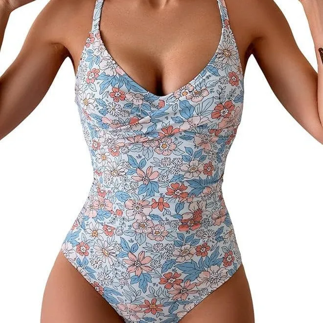 Women's one-piece contrast colour swimsuit in black and white, made from quick-dry nylon and polyester, size XS-6XL