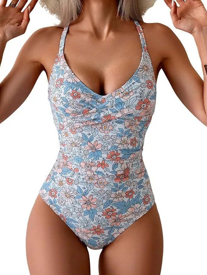Women's one-piece contrast colour swimsuit in black and white, made from quick-dry nylon and polyester, size XS-6XL
