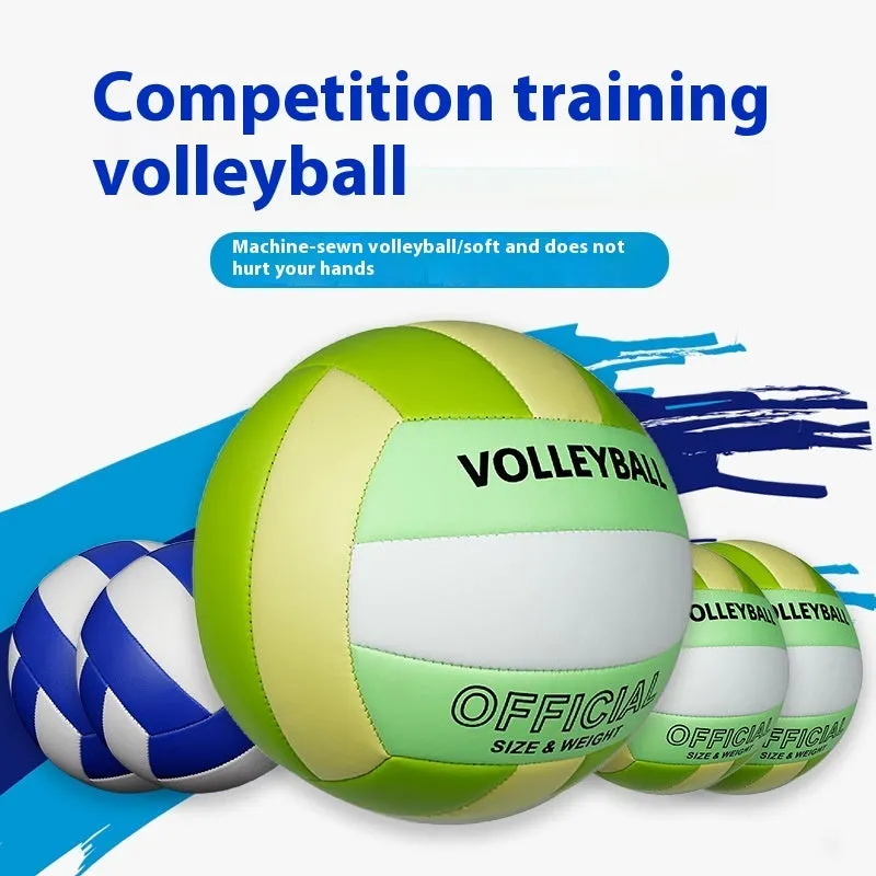 Machine seam PVC volleyball No 5 in black and white for senior high school entrance exam indoor training