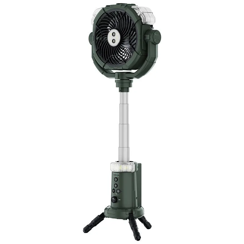 Portable outdoor spray fan with light and remote control in army green colour