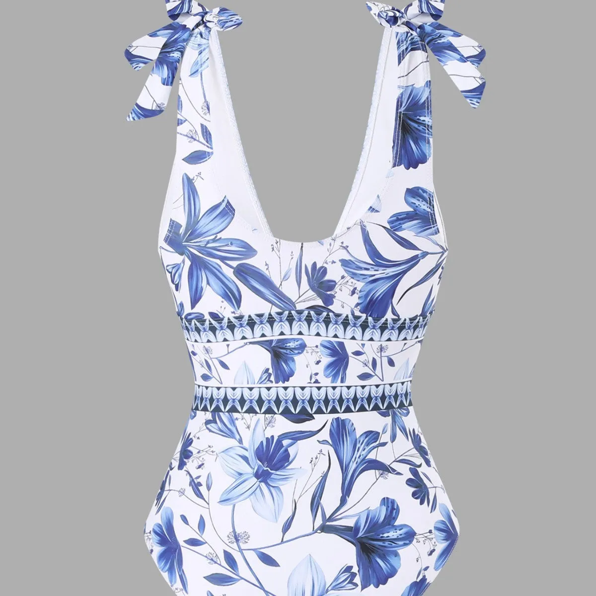 Women's one-piece swimsuit and chiffon dress set with high-waist bikini, solid colour, nylon and polyester, sizes S to XL