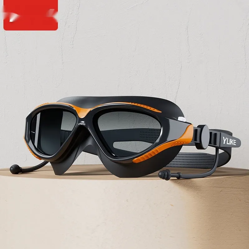 Anti-fog swimming goggles for men and women in black and blue colour, made from PVC and silicone