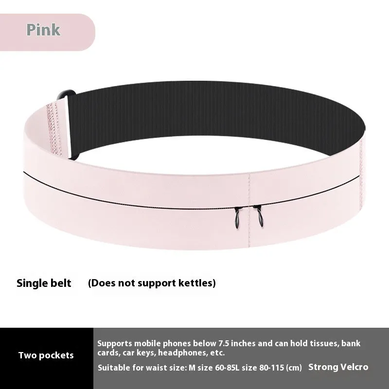 Black running waist bag with nylon fabric, two pockets, and 300ml kettle on white background