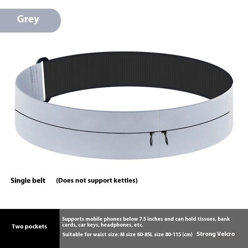 Black running waist bag with nylon fabric, two pockets, and 300ml kettle on white background