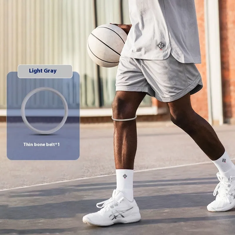 Basketball knee pad with silicone construction and elastic bone strip in black colour