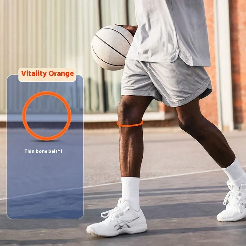 Basketball knee pad with silicone construction and elastic bone strip in black colour