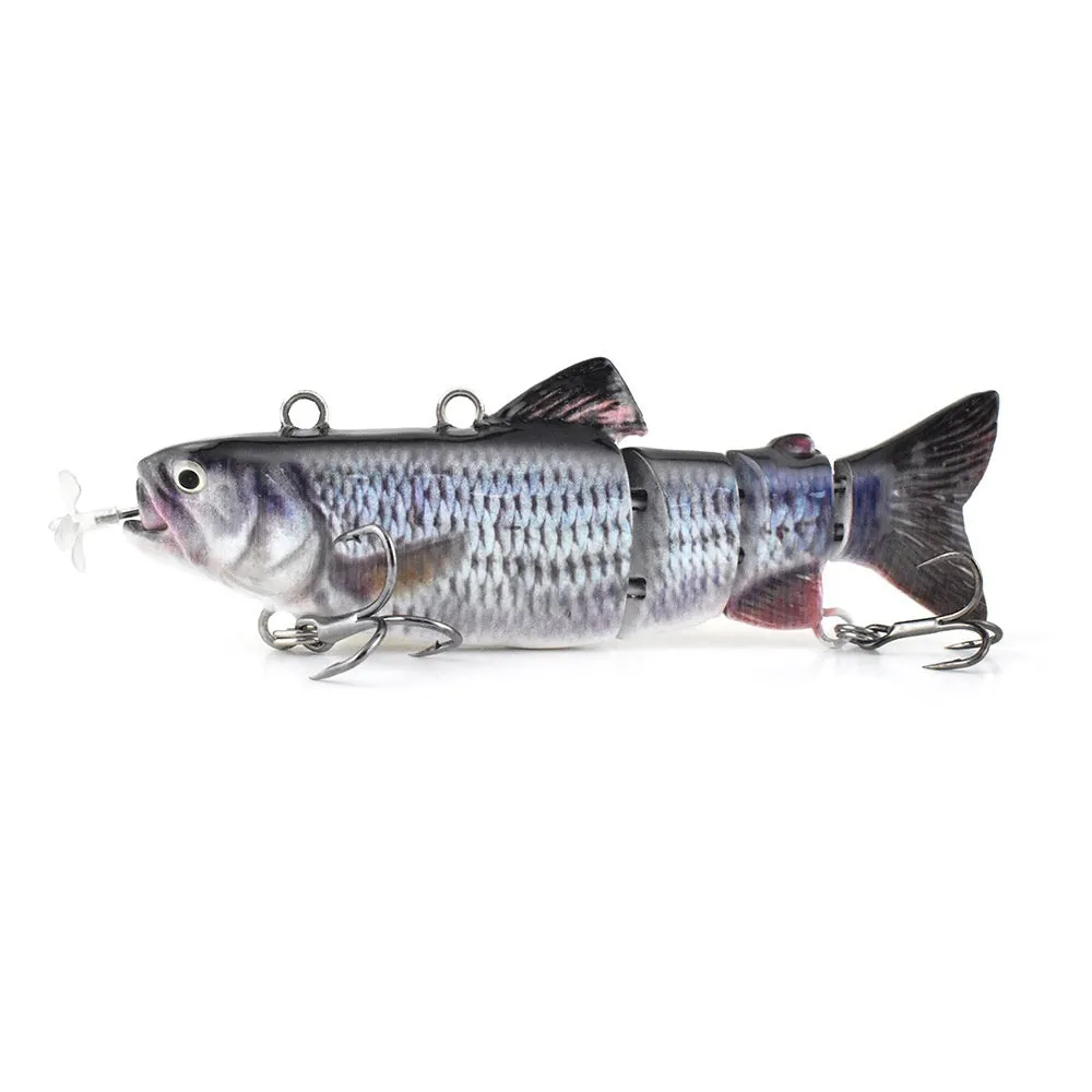 Set of iron link propeller electronic fishing baits in 90mm and 130mm sizes with multiple colour finishes