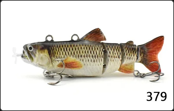 Set of iron link propeller electronic fishing baits in 90mm and 130mm sizes with multiple colour finishes