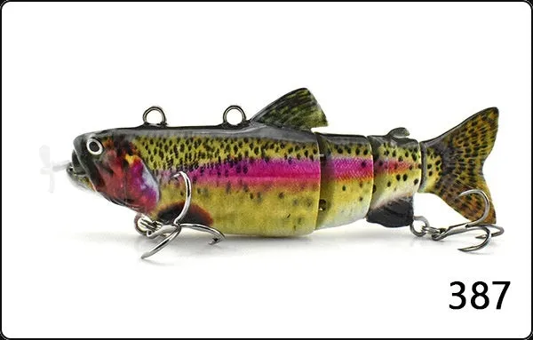 Set of iron link propeller electronic fishing baits in 90mm and 130mm sizes with multiple colour finishes