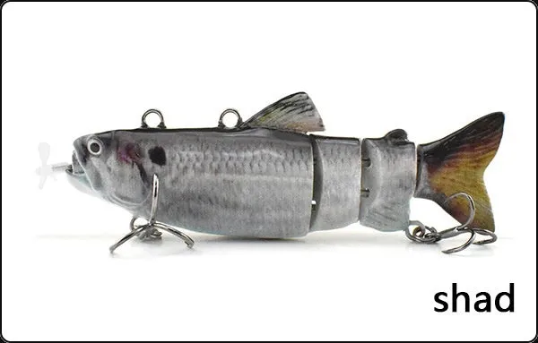Set of iron link propeller electronic fishing baits in 90mm and 130mm sizes with multiple colour finishes