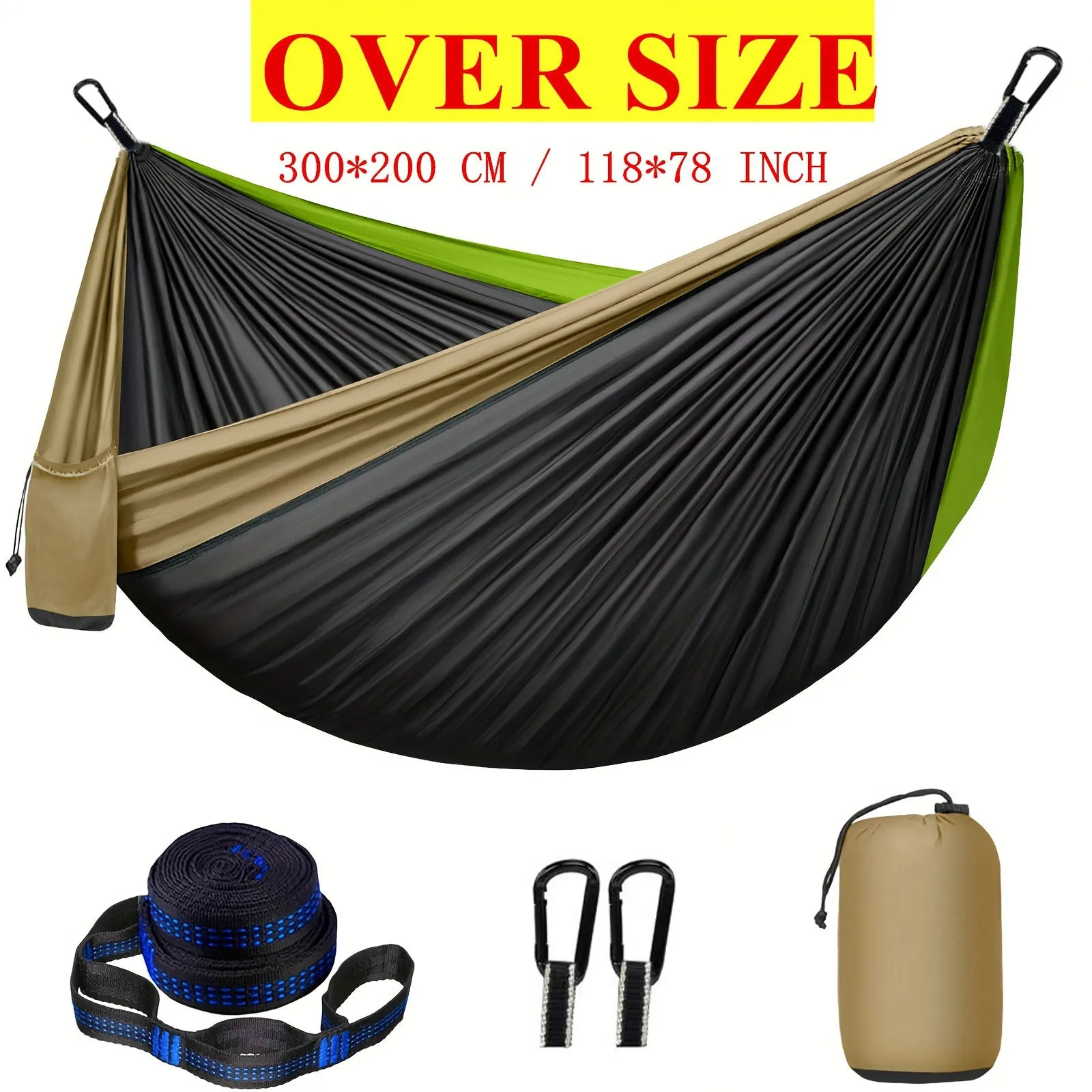 Parachute nylon hammock glider 300x200cm with tether and metal buckles in outdoor setting