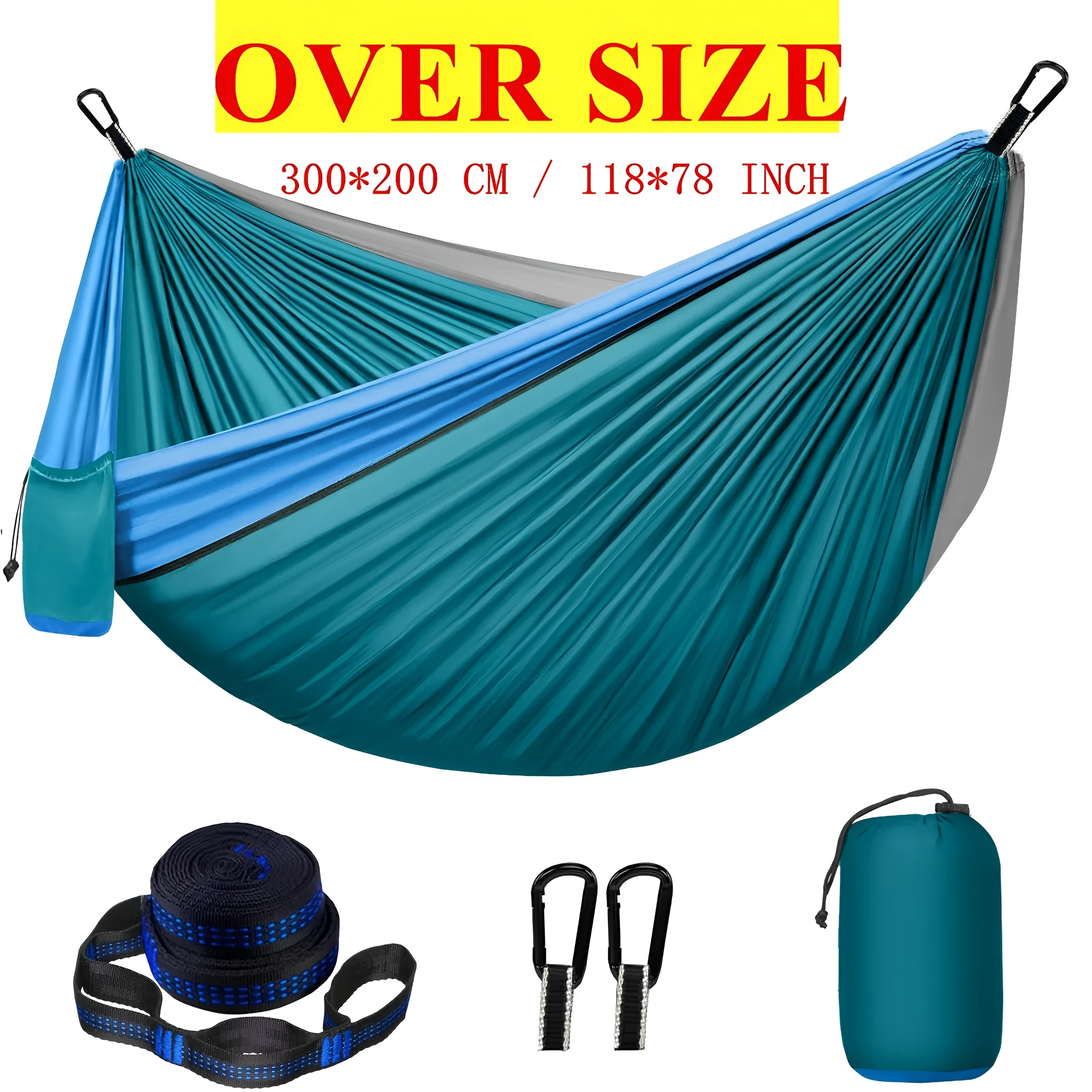 Parachute nylon hammock glider 300x200cm with tether and metal buckles in outdoor setting