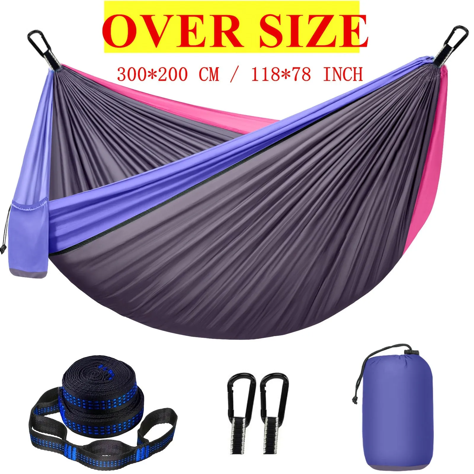 Parachute nylon hammock glider 300x200cm with tether and metal buckles in outdoor setting