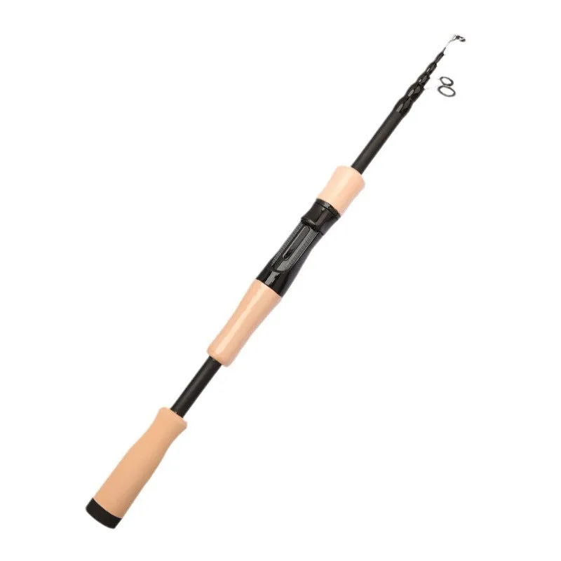 Glass fibre telescopic lure fishing rod with straight handle, collapsed for transport, white EVA grip