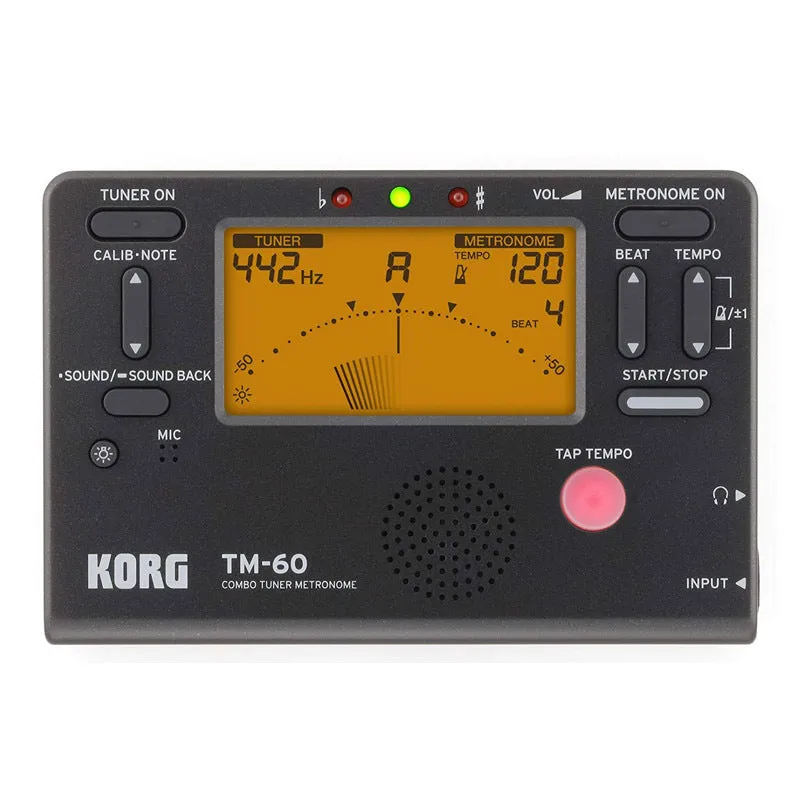 TM-60 black and white electronic metronome with tuner for piano and guitar