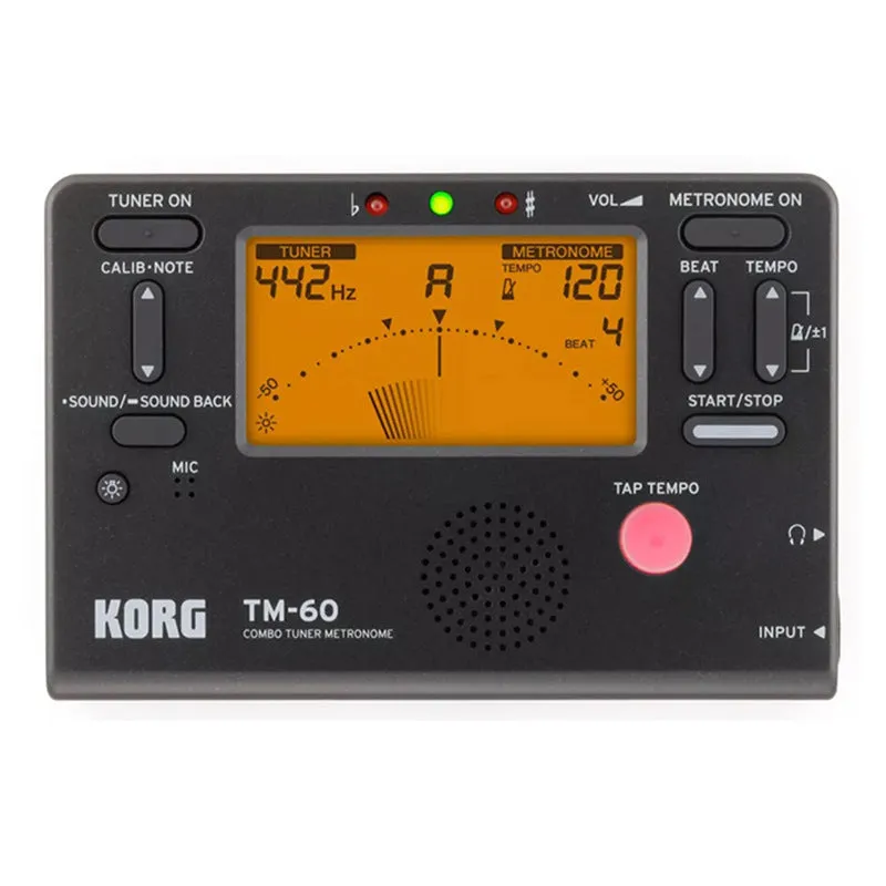 TM-60 black and white electronic metronome with tuner for piano and guitar