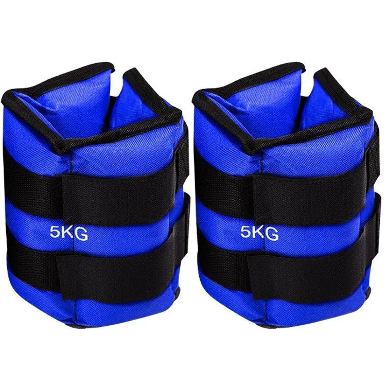 A pair of Oxford cloth legging sandbags for track and field training with weight options from 1kg to 6kg.