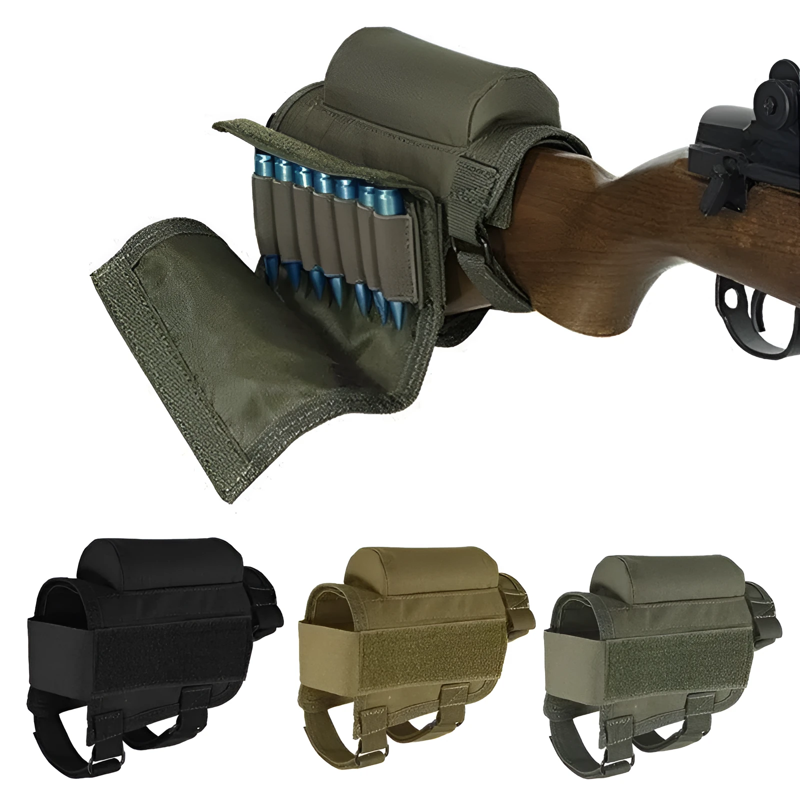 Tactical Crown ambidextrous nylon cheek rest with ammunition carrier for .308 .300 Winmag in black