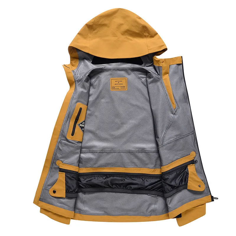 Unisex waterproof windproof ski suit in yellow, black, gray, or liner colour for winter sports