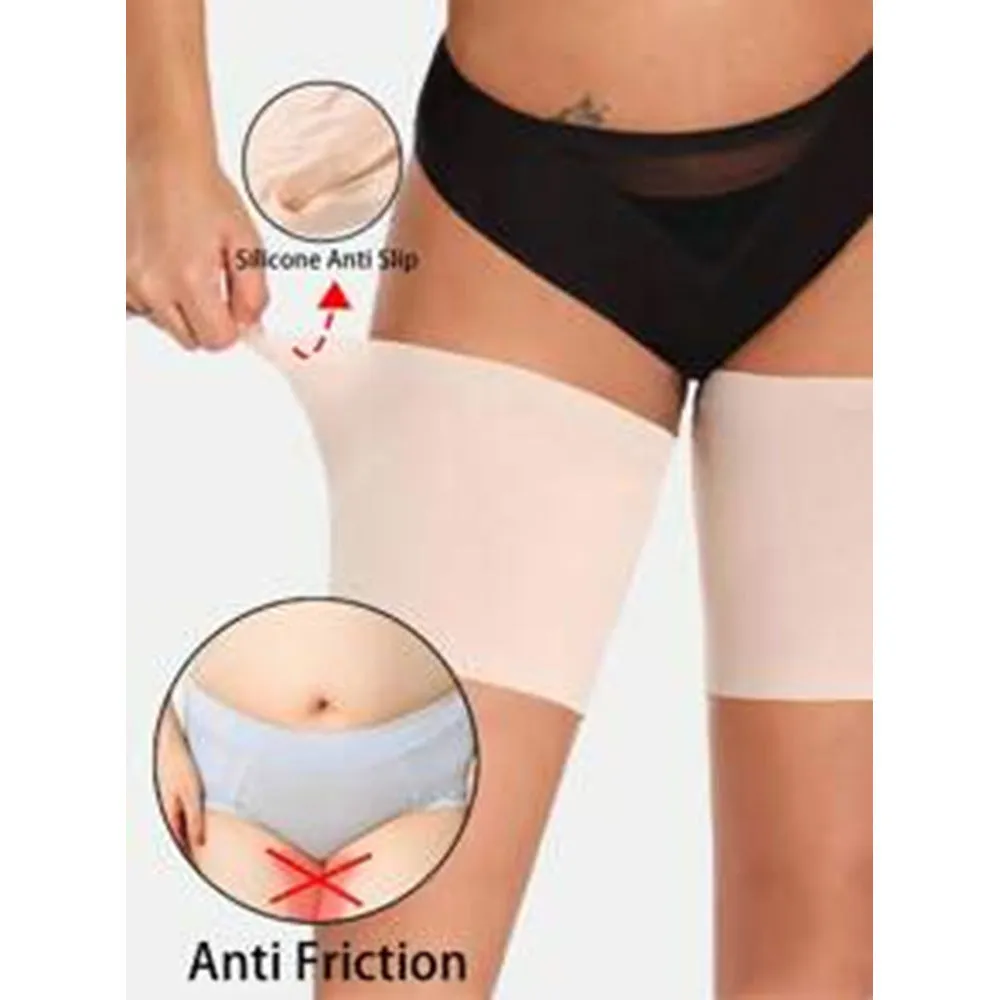 Women's anti-friction silicone thigh strap in black nylon for running and fitness equipment use