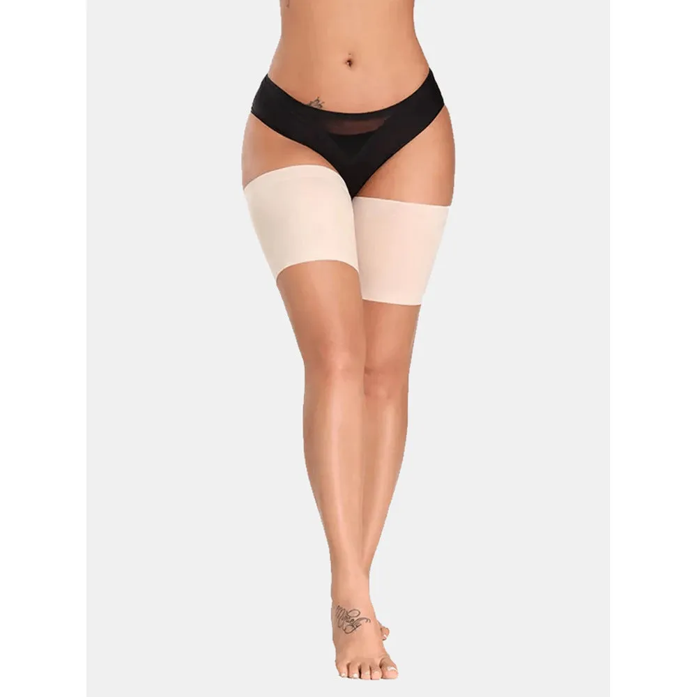 Women's anti-friction silicone thigh strap in black nylon for running and fitness equipment use