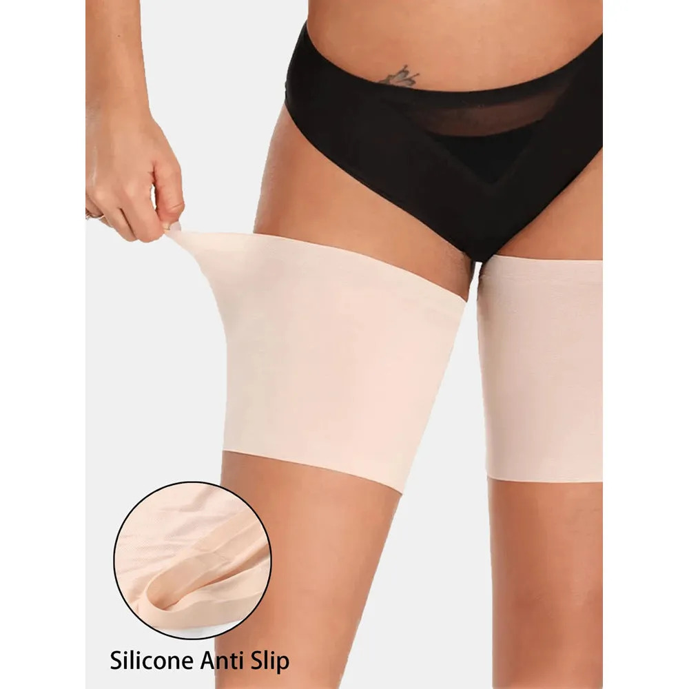 Women's anti-friction silicone thigh strap in black nylon for running and fitness equipment use