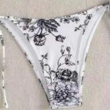 Sexy ink painting print halter lace-up bikini set in multicolor for women swimming wading sports, black light blue pink options