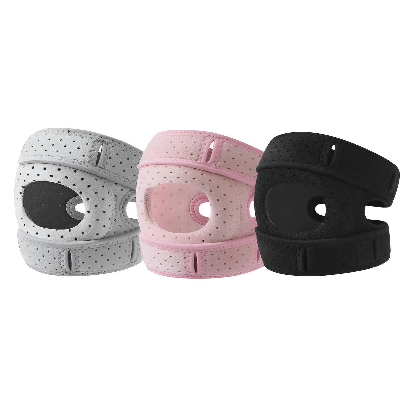 Black four-fork patella support knee pad for running and skipping rope, adult size