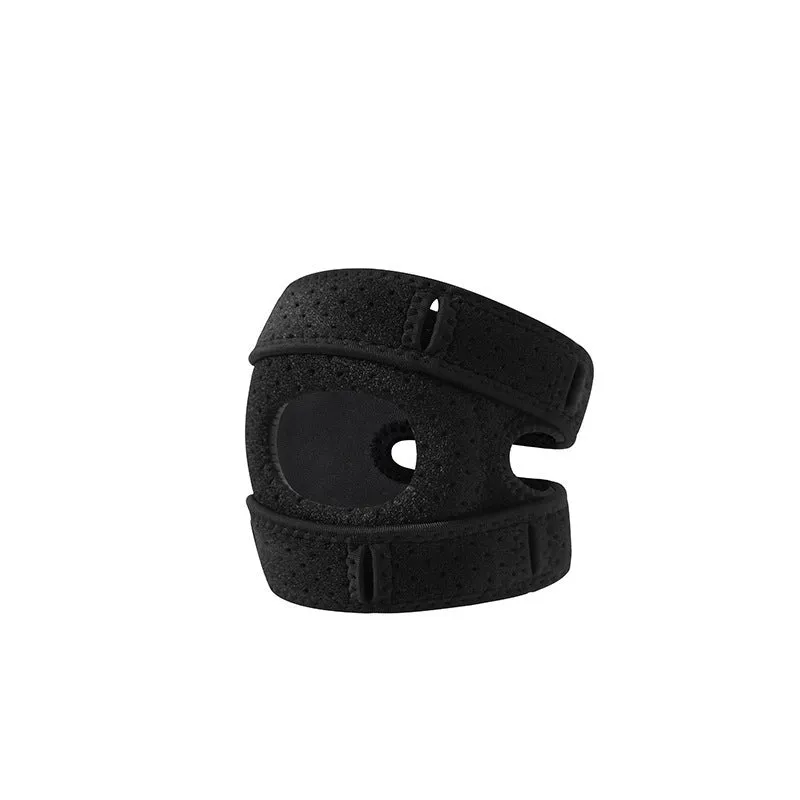 Black four-fork patella support knee pad for running and skipping rope, adult size