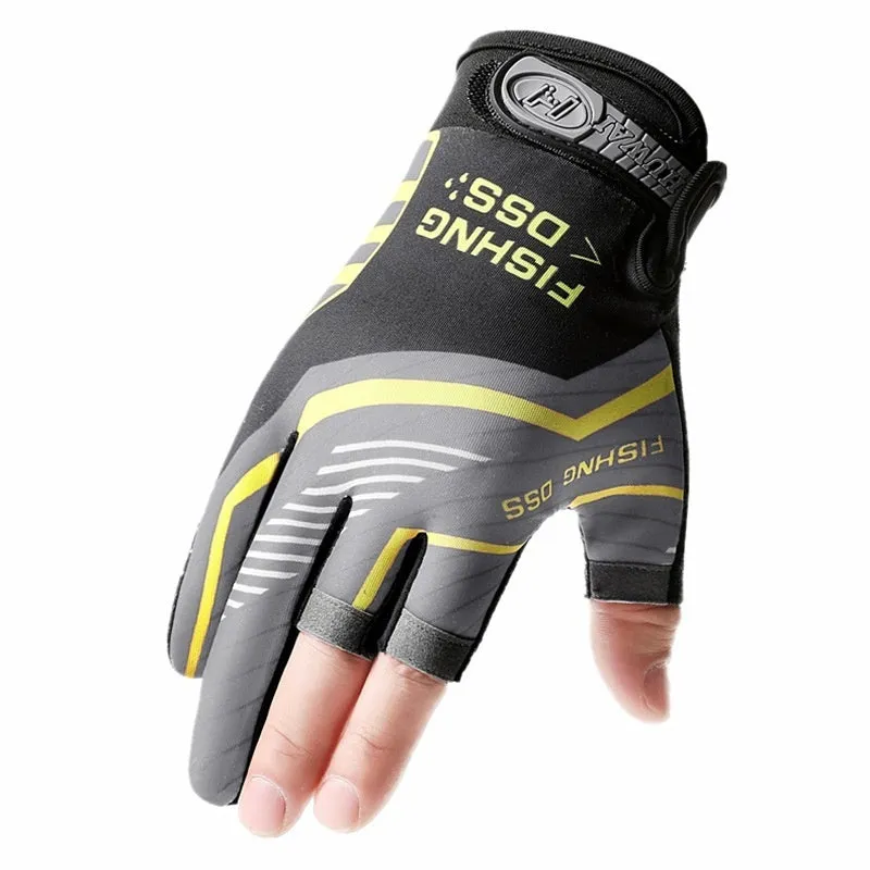 Unisex cycling lure fishing gloves in Smart Black Red with sun protection and windproof knitted fabric